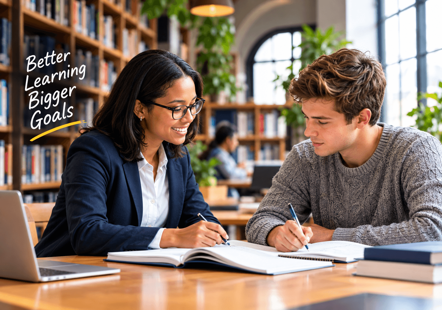 Tutor helping a student study